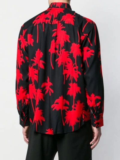 Shop Msgm Printed Button Down Shirt In Black