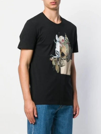 ALEXANDER MCQUEEN FLORAL SKULL T-SHIRT - 黑色