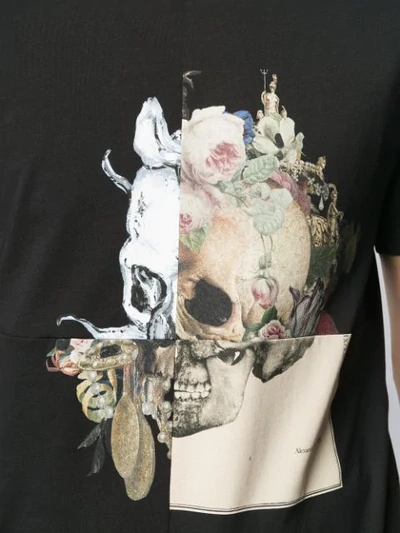 ALEXANDER MCQUEEN FLORAL SKULL T-SHIRT - 黑色