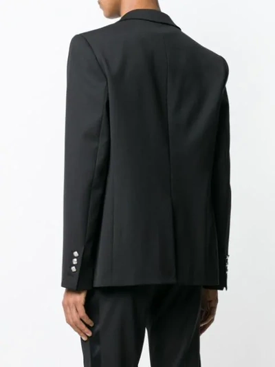 Balmain Embossed Button Blazer In Black