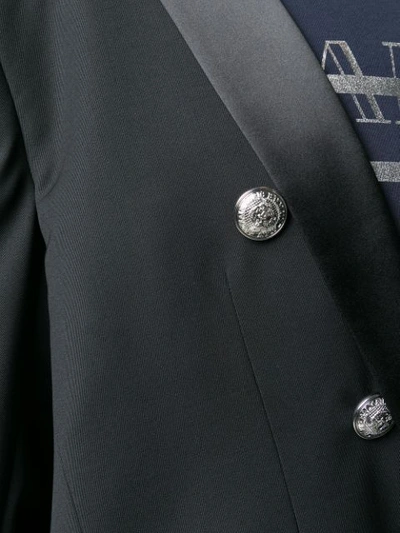 Balmain Embossed Button Blazer In Black