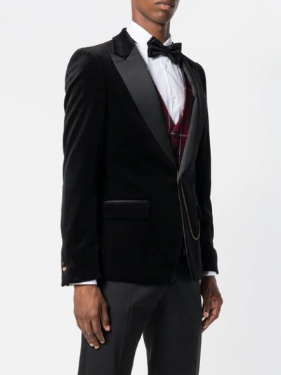 Shop Lords And Fools Velvet Tuxedo Blazer - Black