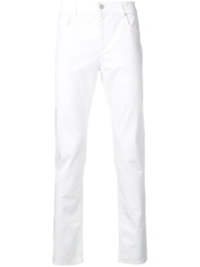 Shop Moschino Slim-fit Trousers In 0001 White