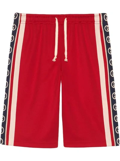 Shop Gucci Technical Jersey Shorts In Red