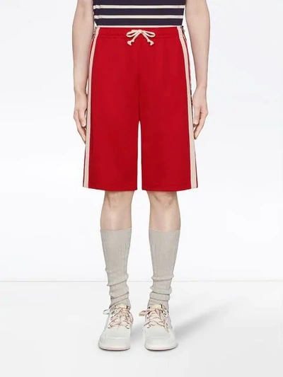 Shop Gucci Technical Jersey Shorts In Red
