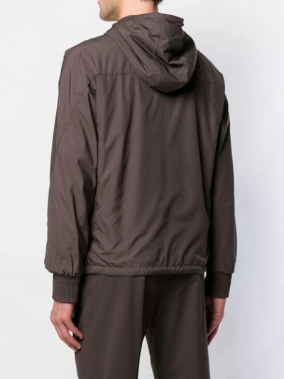 Shop Ermenegildo Zegna Hooded Lightweight Jacket In Brown