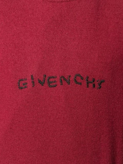 Shop Givenchy Embroidered Logo Sweater In Red