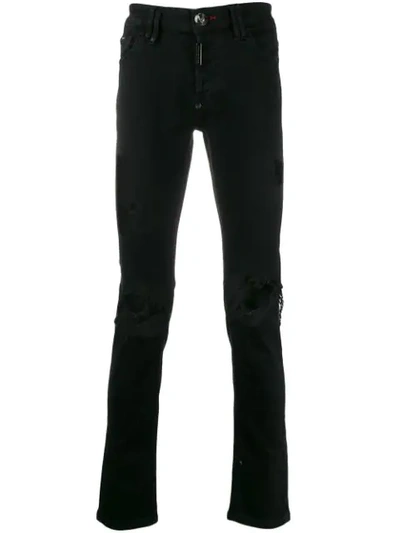 Shop Philipp Plein Straight Leg Jeans In Black