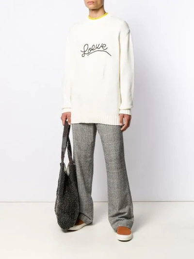 Shop Loewe Embroidered Logo Jumper In White