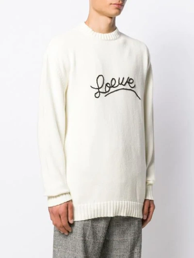 Shop Loewe Embroidered Logo Jumper In White