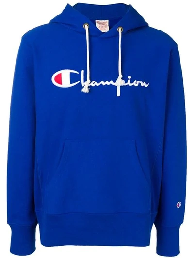Shop Champion Logo Hoodie - Blue