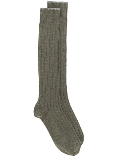 Shop Brunello Cucinelli Long Length Socks In Green