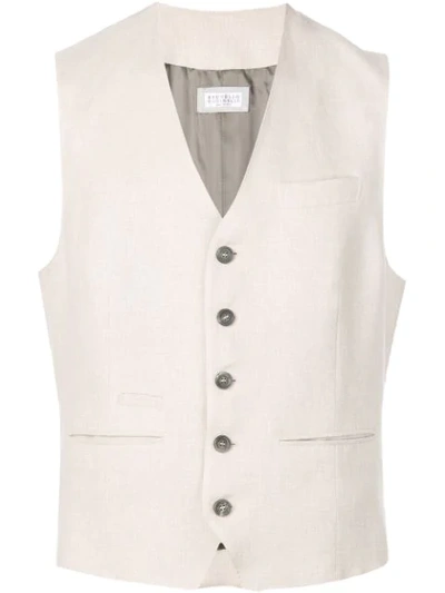 Shop Brunello Cucinelli Button Up Vest In Neutrals