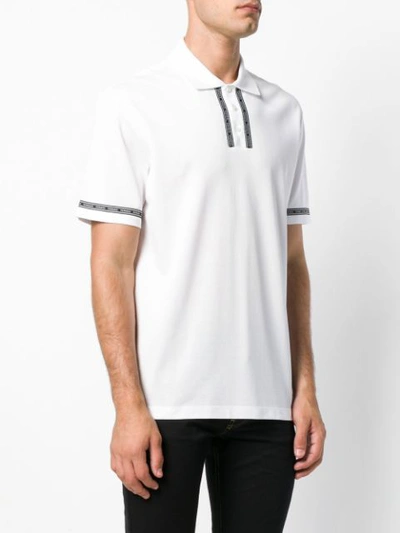 Shop Versace Logo Printed Polo Shirt - White