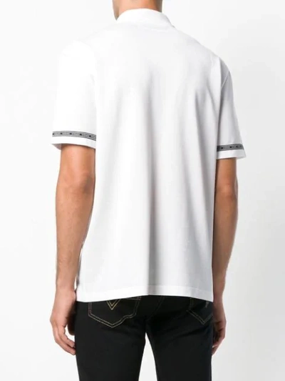 Shop Versace Logo Printed Polo Shirt - White