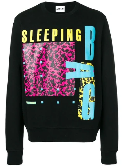 AMEN SLEEPING BAG PRINT SWEATSHIRT - 黑色