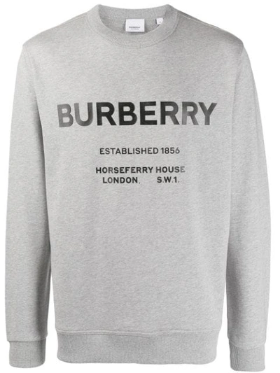 BURBERRY HORSEFERRY PRINT COTTON SWEATSHIRT - 灰色