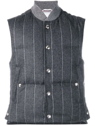 Shop Thom Browne Shadow Stripe Down Vest In 025 Dark Grey