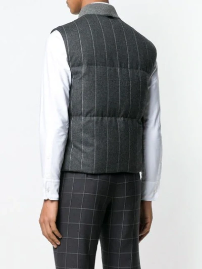 Shop Thom Browne Shadow Stripe Down Vest In 025 Dark Grey