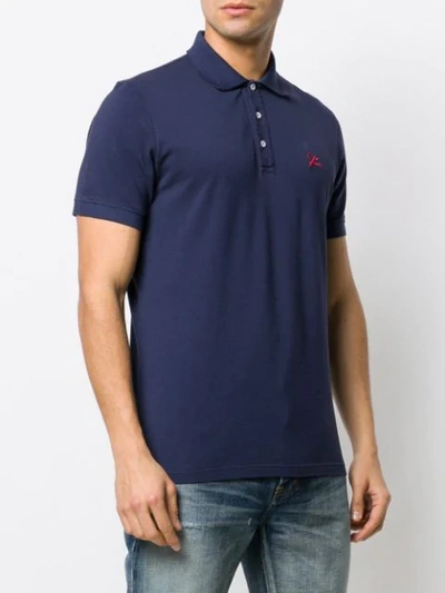 Shop Isaia Chest Logo Polo Shirt In Blue