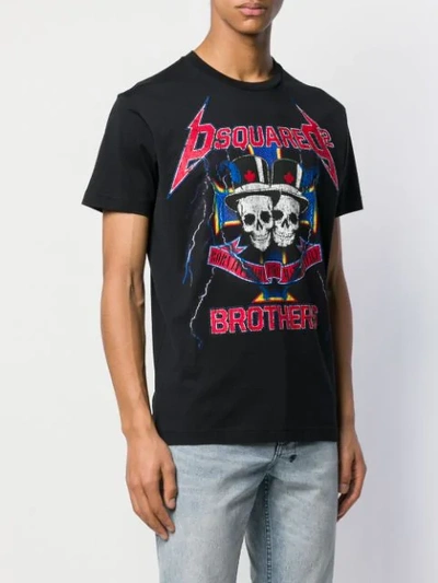 Shop Dsquared2 Skull Logo Print T-shirt In Black