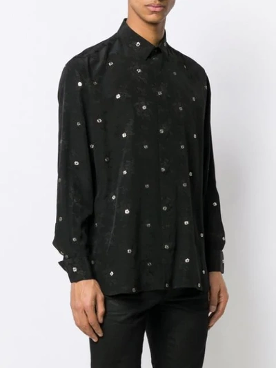 Shop Saint Laurent Flower Embroidered Shirt In Black