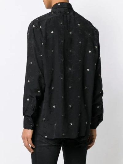 Shop Saint Laurent Flower Embroidered Shirt In Black