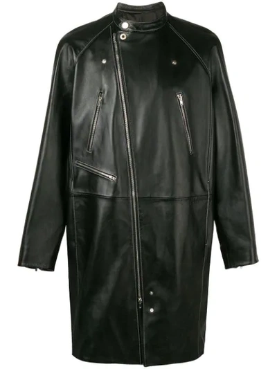 Shop Pihakapi Leather Mid-length Coat - Black