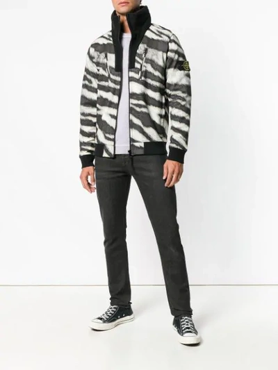 Stone Island Zebra Print Coat In Brown | ModeSens