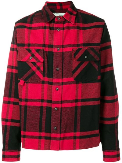Shop Off-white Stencil Plaid Flannel Shirt In Red