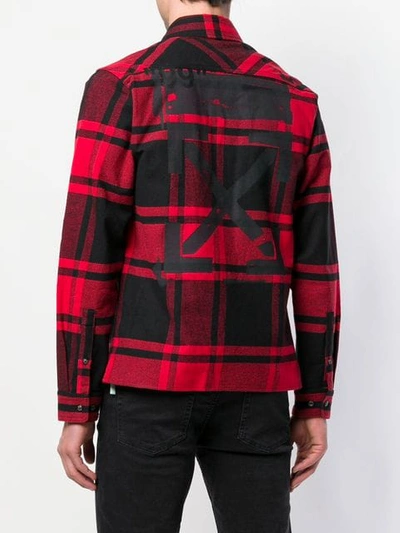 Shop Off-white Stencil Plaid Flannel Shirt In Red