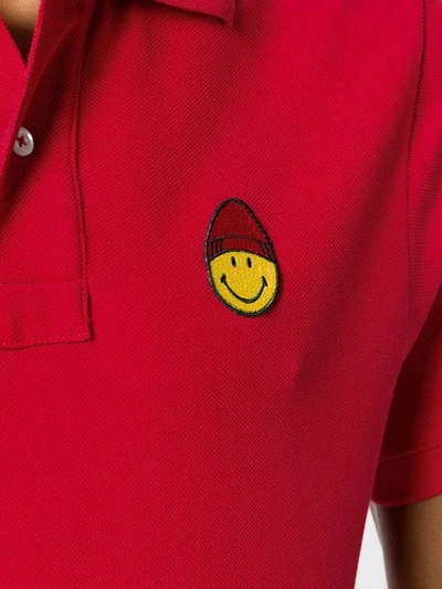 Shop Ami Alexandre Mattiussi Polo Shirt Smiley Patch In Red