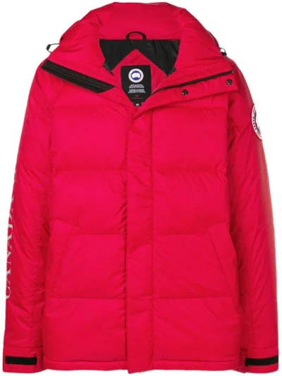 Shop Canada Goose Oversized Padded Jacket In Red