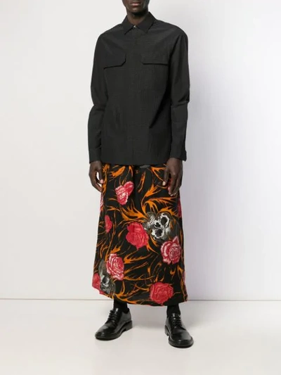 Shop Yohji Yamamoto Skull And Rose Kimono Bottom In Black