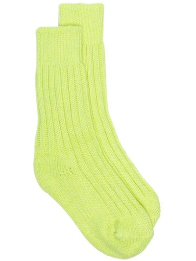 Shop The Elder Statesman Ankle Length Cashmere Socks In  Yellow