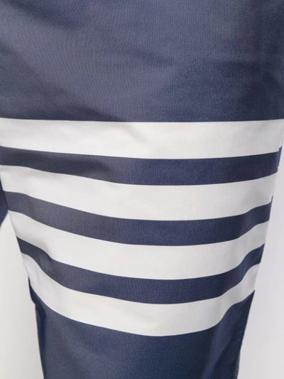 Shop Thom Browne Stripe Detail Slim Trousers In Blue