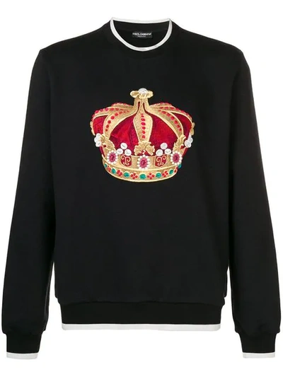 Shop Dolce & Gabbana Heritage Crown Sweatshirt In Black