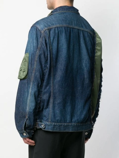 Shop Sacai Contrast Bomber Jacket In Blue