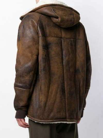 Shop Salvatore Santoro Hooded Shearling Jacket In Brown