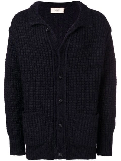 Shop Maison Flaneur Knitted Button Cardigan In Blue