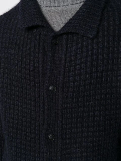 Shop Maison Flaneur Knitted Button Cardigan In Blue