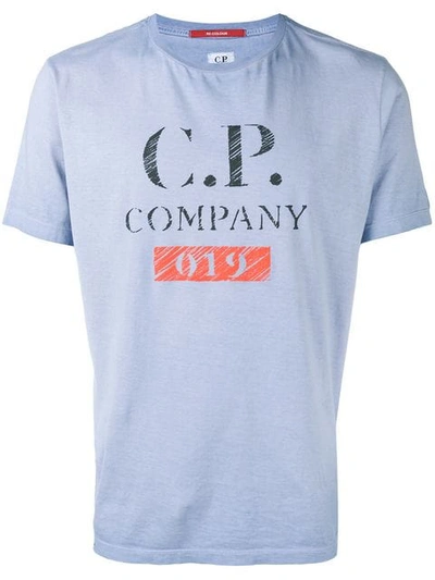 Shop C.p. Company Logo Print T In Blue