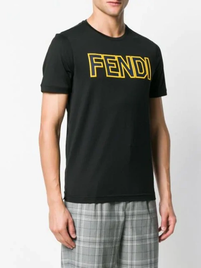 Shop Fendi Text Logo Tee - Black