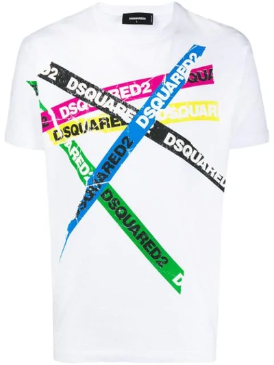 Shop Dsquared2 Printed Logo T-shirt In White