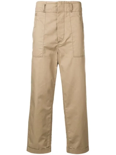Shop Marni Cropped Cargo Trousers In Neutrals