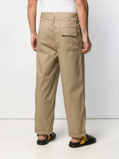 Shop Marni Cropped Cargo Trousers In Neutrals