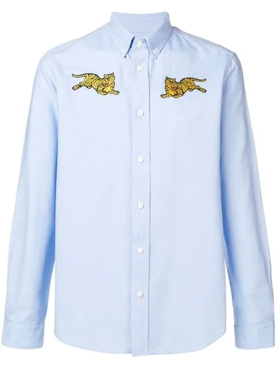 Shop Kenzo Jumping Tiger Button-down Shirt In Blue