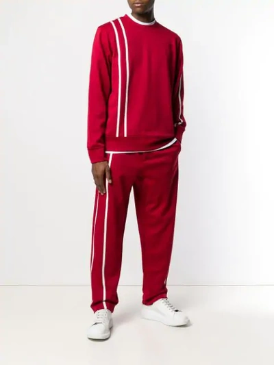 Shop Helmut Lang Stripe Sports Sweatshirt In Xvl Crimson/white