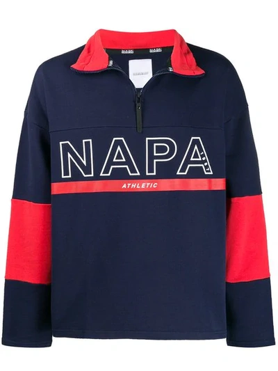 Shop Napa By Martine Rose Logo Printed Fleece Pullover In Blue