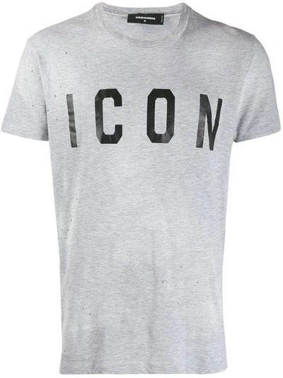 Shop Dsquared2 Icon Print T-shirt In Grey